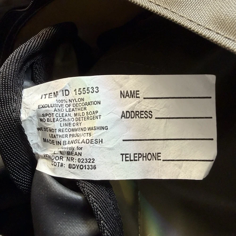 LL Bean Nylon Duffle Duffel Bag Green Shoulder Strap Explorer Gorpcore Outdoors